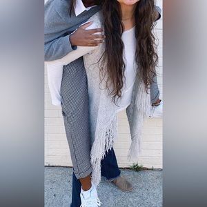 Rosette by BE COOL Open Draped Grey Fringe Vest